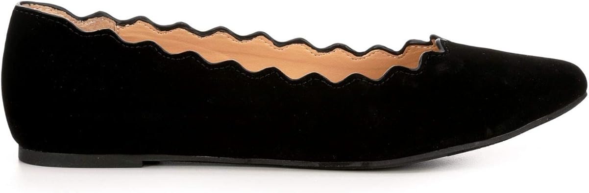 Amanda - Scalloped Pointed Toe Slip-On Ballet Flat       