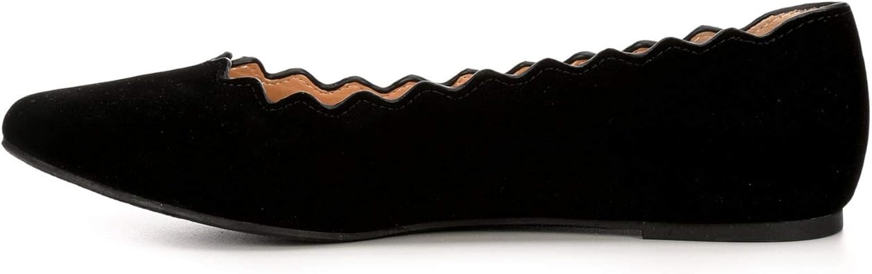 Amanda - Scalloped Pointed Toe Slip-On Ballet Flat       