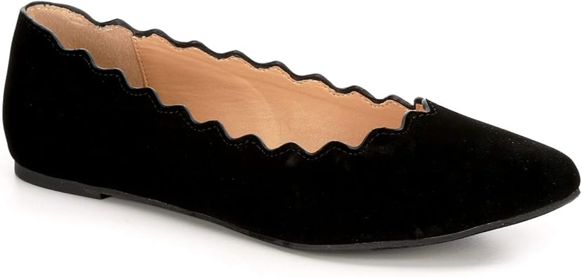 Amanda - Scalloped Pointed Toe Slip-On Ballet Flat       