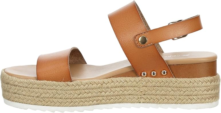 Amelia - Open Toe Ankle Buckle Strap Casual Platform Espadrille Sandals       