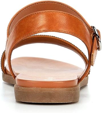 Corielle - Faux Leather Sequined One Band Ankle Strap Flat Sandals       