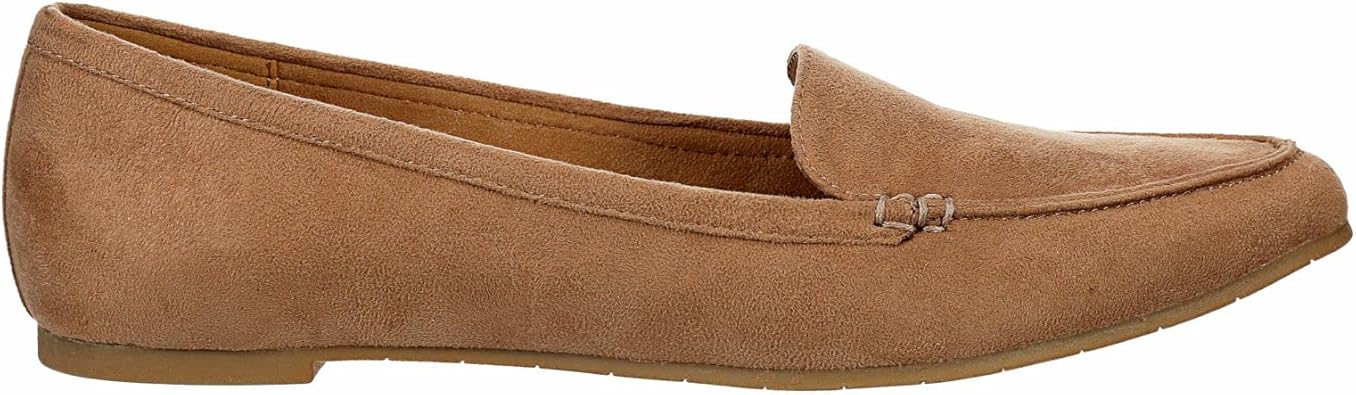 Ivie - Classic Faux Suede Comfortable Pointed Toe Slip-on Loafer Flats       