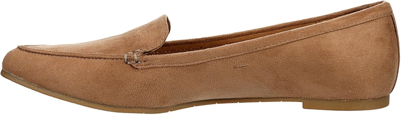 Ivie - Classic Faux Suede Comfortable Pointed Toe Slip-on Loafer Flats       