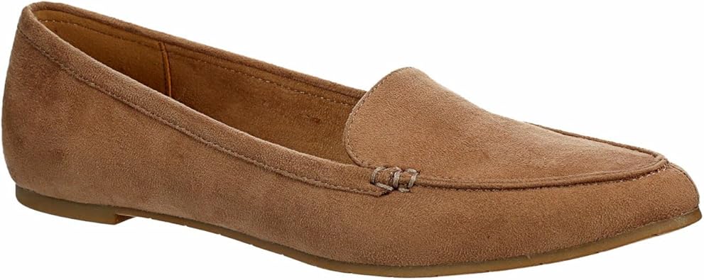 Ivie - Classic Faux Suede Comfortable Pointed Toe Slip-on Loafer Flats       