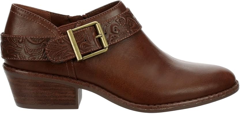 Jodie - Faux Leather Western Low Heel Ankle Bootie       