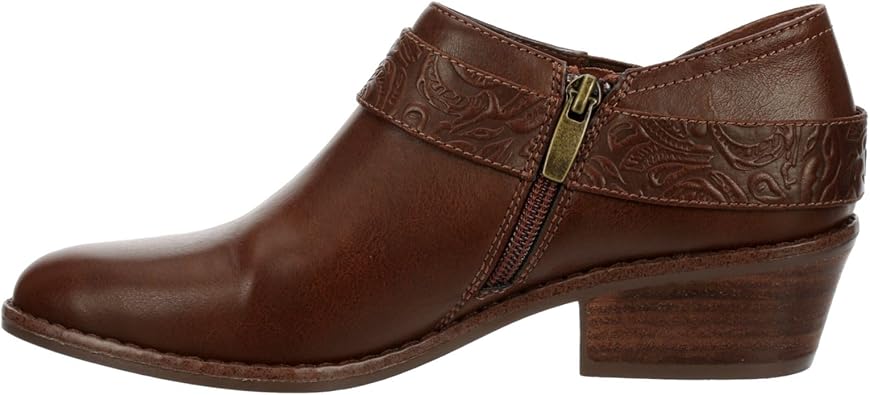 Jodie - Faux Leather Western Low Heel Ankle Bootie       