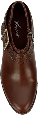 Jodie - Faux Leather Western Low Heel Ankle Bootie       