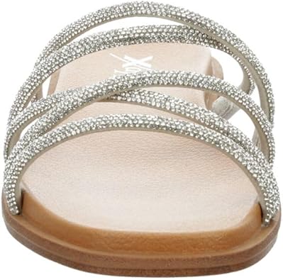 Kalani - Strappy Slip-On Rhinestone Flat Slide Sandals       