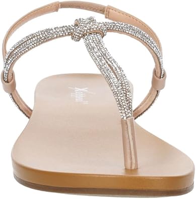 Kali - Open Toe Rhinestone T-Strap Slingback Flat Sandals       
