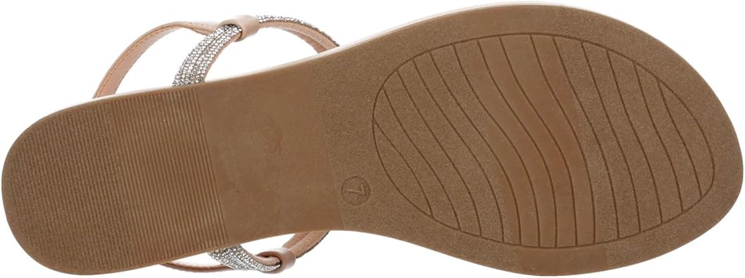 Kali - Open Toe Rhinestone T-Strap Slingback Flat Sandals       