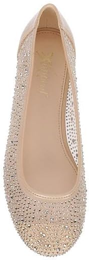 Macie - Slip-On Rhinestone Studded Mesh Ballet Flats       