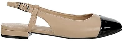 Ophelia - Round Patent Cap Toe Slingback Flats       