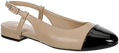 Ophelia - Round Patent Cap Toe Slingback Flats       
