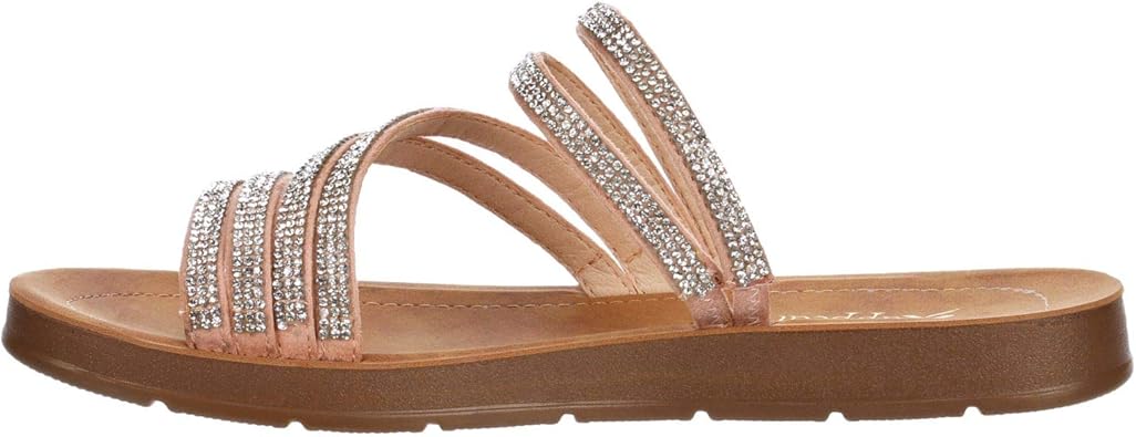 Scarlett - Strappy Rhinestone Casual Comfort Dressy Flats Sandals for Summer       